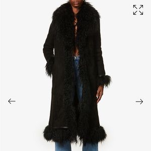 Saks Potts Bonnie black long shearling coat size 2 (m) BNWT